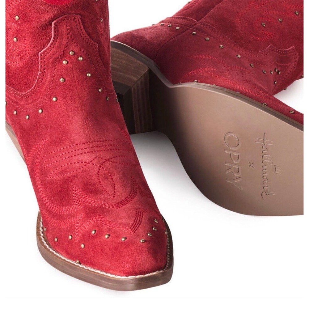 Hallmark x Opry® Merlot Suede Women's Cowboy Boots by Dingo - Picture 2 of 4